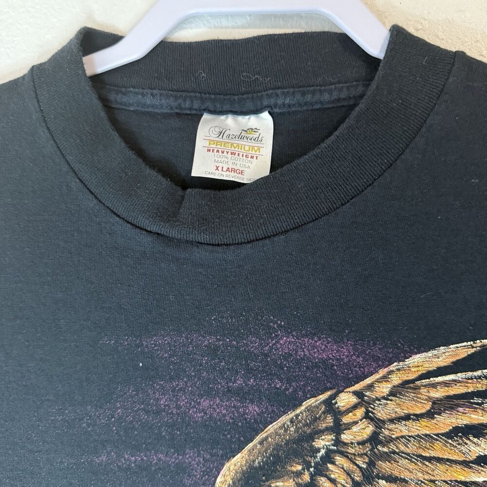 Rare Vintage 90s Hazelwood Eagle Mens XL Black Shirt Short Sleeve Single Stitch - Picture 4 of 9